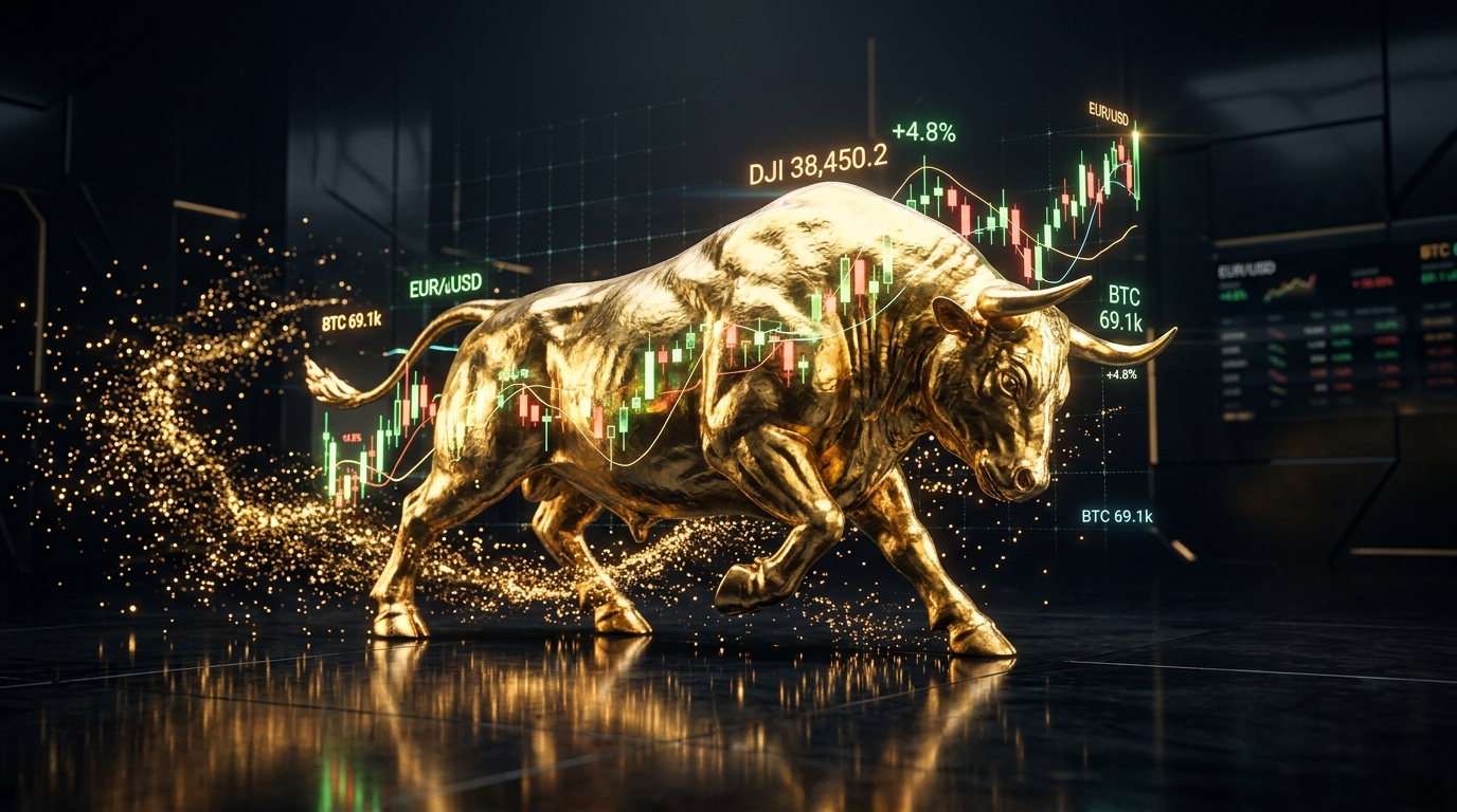 Solid Gold Fund Bullion Sculpture & Financial Charts